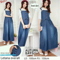 Jual Overall jeans letana dress soft denim motif bunga jumpsuit hijabers Murah