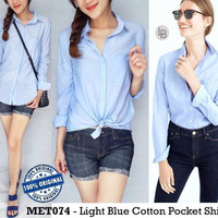 Jual Murah E233 Metaphor Light Blue Cotton Pocket Shirt original branded T Murah
