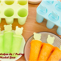 Jual Cetakan Es Lilin / Lolipop / Puding Bentuk Bear 1 Set isi 6 Pcs Murah