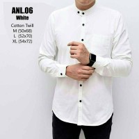 Jual kemeja pria putih polos kerah sanghai/shanghai lengan panjang murah Murah