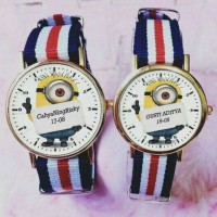 Jual jam tangan couple minion bisa custom nama tulisan atau foto HARGA SATU Murah
