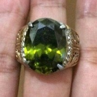 Jual Cincin Titanium Batu Green Peridot Medium Size Simple Ring HQ Murah