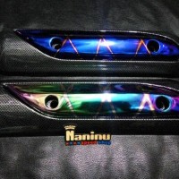 Jual Tameng knalpot vario 110 karbu+ list motif blue xxx dan rainbow xxx Murah