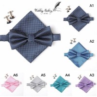 Jual gift set bowtie set! isi dasi kupu, handkerchief, pocket square Murah