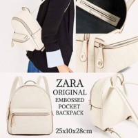 Jual tas basic zara embossed pocket backpack ransel punggung ori import Murah