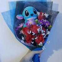 Jual buket bunga, buket boneka stitch, kado ulang tahun, kado anniversary Murah