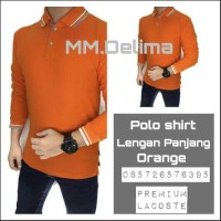 Kaos polo shirt polos Orange lengan panjang,baju polo krah,kaos polos