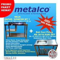 Jual Paket Meja Bak Cuci Piring MS36 + Meja Kompor MT1 KAKI SET METALCO Murah