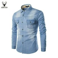 Jual kemeja pria shanghai soft jeans wash deer gary Murah