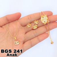 Jual Set Perhiasan Xuping Anak Emas Hello Kitty Lapis Emas 18K GS 241 Murah