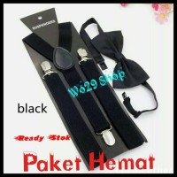 Jual Paket Hemat Suspender dan Dasi Kupu Hitam Elegance Untuk Dewasa Murah