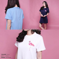 Jual TRL Flamingo Scuba Dress Embroidery Gaun Bordir Flamingo CDR138 Murah