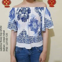 Jual sabrina flowy top white Murah