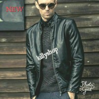 Jual jaket pria semi kulit night black Murah