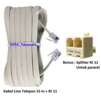 Jual KABEL LINE TELEPON 15 m + SPLITTER RJ11 Murah