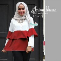 Jual atasan fashion jumbo wanita termurah terbaru FC- ANINA BLOUSE MAROON 5 Murah