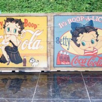 Jual Poster Kayu Betty Boop COCA COLA handmade Imported and RARE Murah
