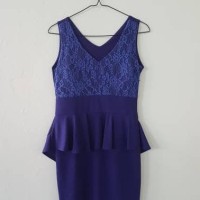 Jual Bodycon dress renda biru tua preloved Murah