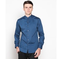 Jual VM Kemeja Koko muslim Krah shanghai Dark Toska slimfit panjang Murah