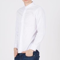 Jual VM Kemeja Koko muslim Krah shanghai putih slimfit panjang Murah