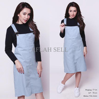 Jual GTJ Pop Culture Overall Dress Terusan Wanita Jeans Baju Gantung CDR126 Murah