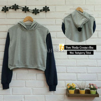 Jual ERQ Pom Hoodie Crop Abu Murah