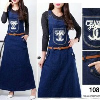 Jual KS-CHANNEL DRESS OVERALL JEANS MODIS SETELAN GAMIS HIJAB MODERN Murah