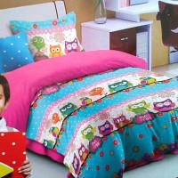 Jual sprei & bed cover katun panca star ukuran 120x200 motif Owl Tree Murah