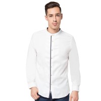 Jual VM Kemeja koko muslim krah shanghai putih slimfit panajng simple list Murah