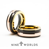 Jual Nine Worlds Ring cincin TUNGSTEN CERAMIC 18K CARBON LUME Pria Wanita Murah