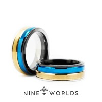 Jual Nine Worlds Ring cincin TUNGSTEN CERAMIC 18K CARBON LUME Pria Wanita Murah