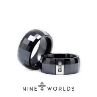 Jual Nine Worlds Ring cincin TUNGSTEN CERAMIC 18K CARBON LUME Pria Wanita Murah