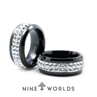 Jual Nine Worlds Ring cincin TUNGSTEN CERAMIC 18K CARBON LUME Pria Wanita Murah