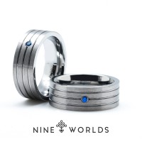 Jual Nine Worlds Ring cincin TUNGSTEN CERAMIC 18K CARBON LUME Pria Wanita Murah