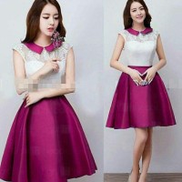 Jual M4473 Dress M Fit L MESYA Purple Brokat Komb KODE QE4473 Murah