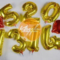 Jual Balon Foil Angka 0-9 / Number 0-9 Golden Foil Balloon Murah