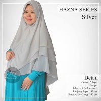 Jual Khimar Polos Non Pet 3 Layer Hazna Series - Silver Murah