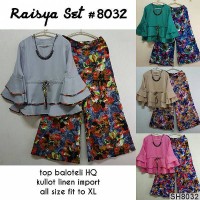 Jual Setelan Celana Kulot Motif Atasan Lonceng Terompet Raisya Set SH8032 Murah