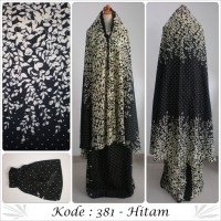 Jual Mukena bali dewasa katun rayon daun kuning 381 dasar hitam semi jumbo Murah