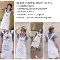 Jual 18280 White Stripe Kitten Overall Dress Murah