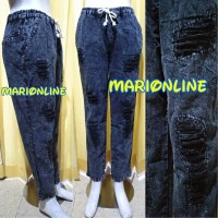 Jual celana ripped sobek lapis boyfriend baggy jeans black acid color Murah
