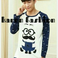 Jual piyama pria setelan panjang baju tidur import minion kumis Murah
