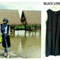 Jual GROSIR BAJU HIJAB :BLACK LONG VEST Murah