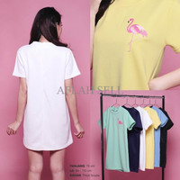 Jual QWK Flamingo Scuba Dress Embroidery Gaun Bordir Flamingo CDR138 Murah