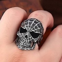 Jual OP4240 Cincin Pria Tengkorak Black Spiderman Skull Titanium 31 KODE Bi Murah