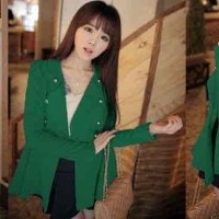 Jual HV9378 Zariva Green LT coat wanita babyterry hijau KODE BIS9432 Murah