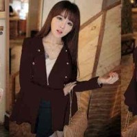 Jual HV9377 Zariva Brown LT coat wanita babyterry coklat KODE BIS9431 Murah