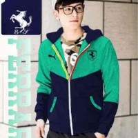 Jual HV9375 Jkt Man FERRARI Green LT jaket pria polyterry KODE BIS9429 Murah