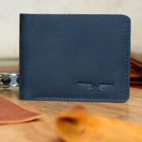 Jual Dompet Kulit AGNIA Half Stitch Crazy Horse Blue Navy Murah
