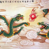 Jual Repro digital Lukisan naga hijau Chinese dragon hoki feng shui Murah